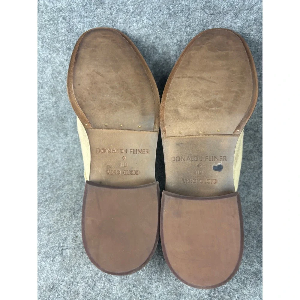 Donald J Pliner Zande-WA Double Monk Strap Shoes Mens 11M Beige Canvas Loafers